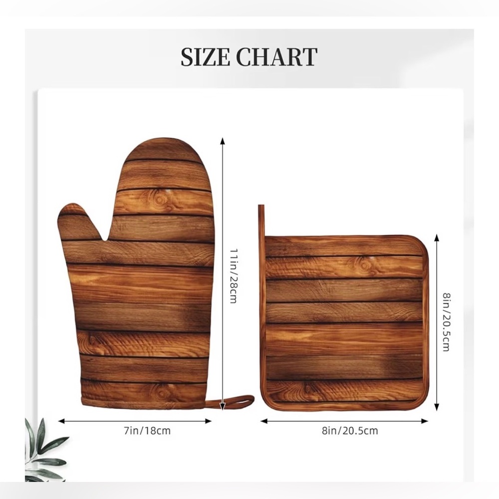 Wooden Pattern Oven Mitt and Pot Holder Set - Picture 2 of 10